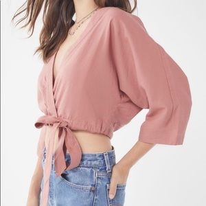 UO Cropped Front Tie Shirt